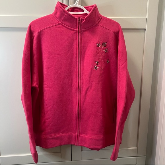 Artisans Tops - NWT Vintage ARTISANS Pink Full-Zip Jacket with Embroidered Floral Design | XL